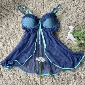 Adore me sexy see-through sky blue baby princess lingerie short mini dre…